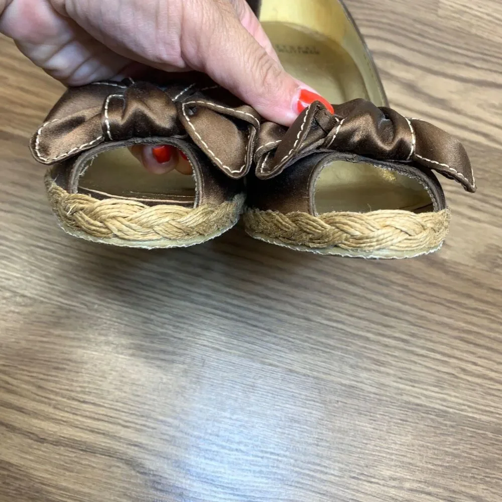 Stuart Weitzman Womes‎ Size 8M Bowden Amaretto Open Toe Espadrille Wedge